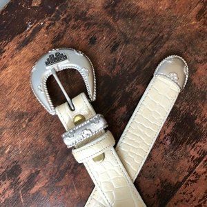 JUDITH JACK Belt Beige Calf Leather Marcasite